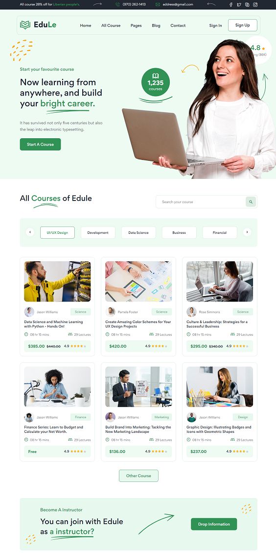 eLearning Website Template is an all-inclusive…